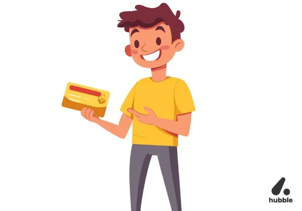 happy man receiving a corporate gift card
