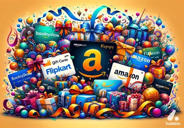 Gift cards with festive decorations